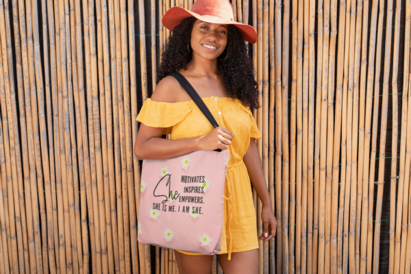 pink flower tote bag